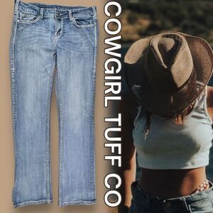 Cowgirl Tuff Co. Jeans Women's 30x35 Light Blue Washed Denim Skinny Western